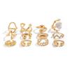Anello metallico lucido irregolare Design Sense da donna, Anello a falange con perla sintetica barocca