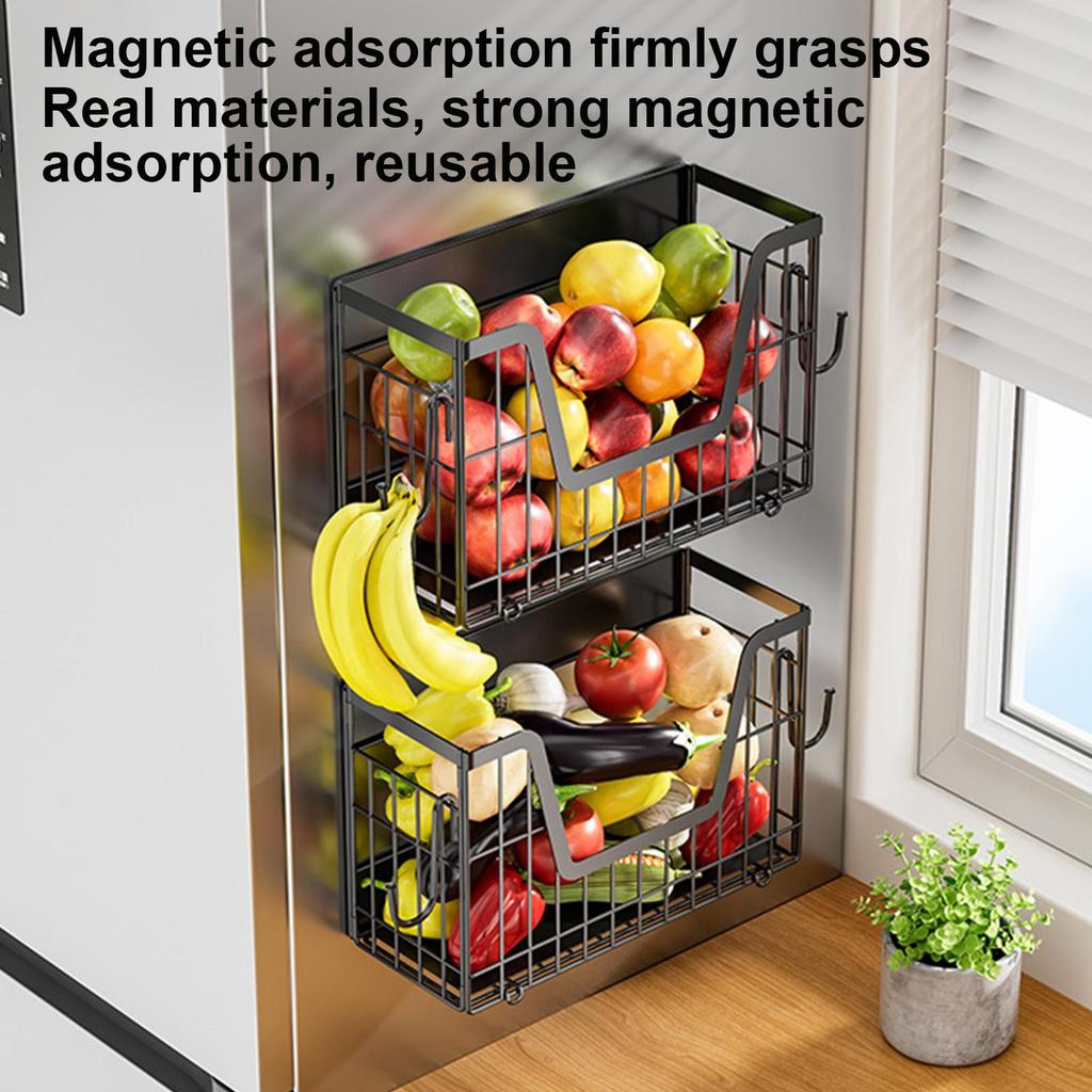 Magnetic fruit storage rack Folding Fridge Side Storage Racks punch-free vegetable fruit storage rack Kitchen seasoning box
