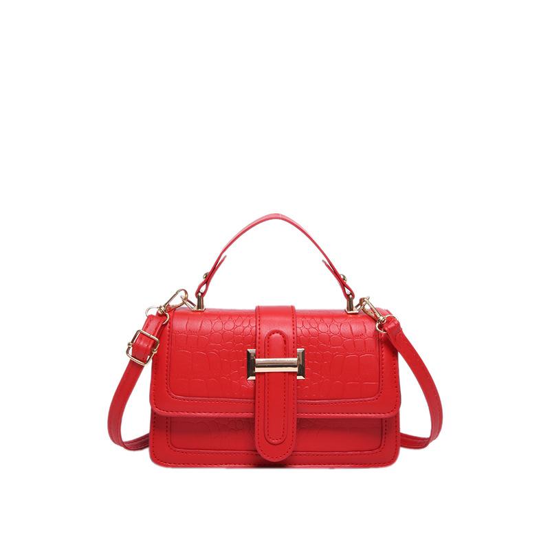 Summer retro fashion handbag women's 2024 new stone pattern small square bag versatile simple shoulder messenger bag