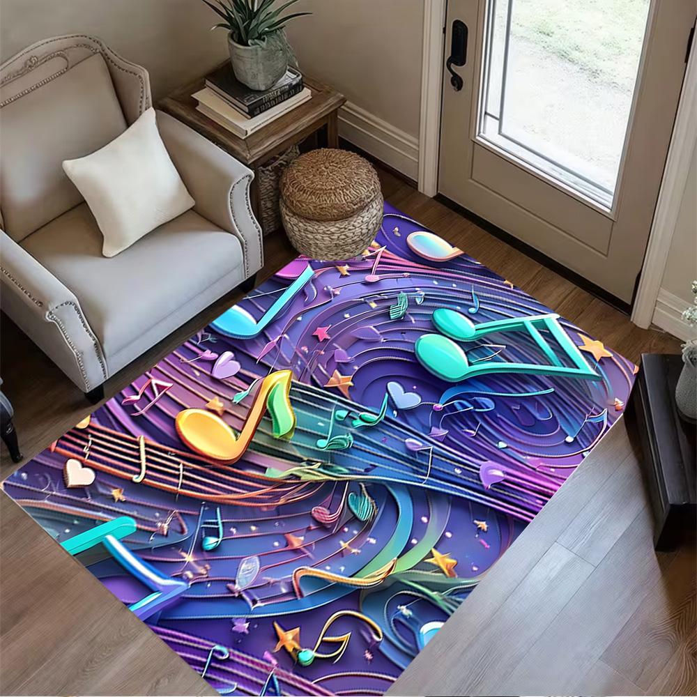 1pc music notes vinyl records and cassettes rug home carpet design for office decor gift living room bedroom