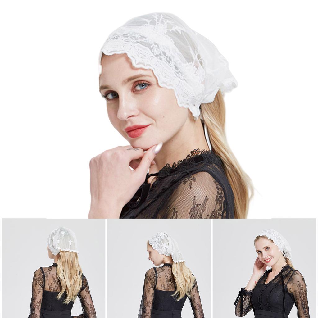 Woman Veil Lace Trim Sheer Shawl for Wedding Church Mantilla Breathable Shawl Veil Wedding Mantilla
