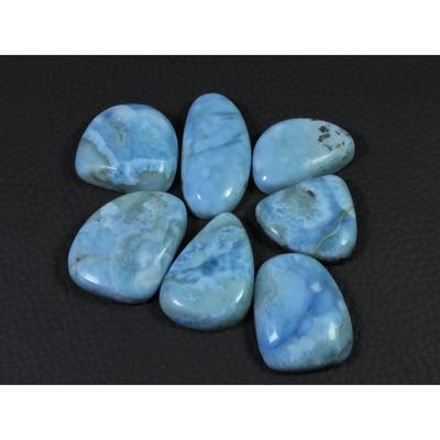 201Cts. Natural Larimar Pectolite Fancy Cabochon Loose Gemstone 07 Pcs Lot C-839
