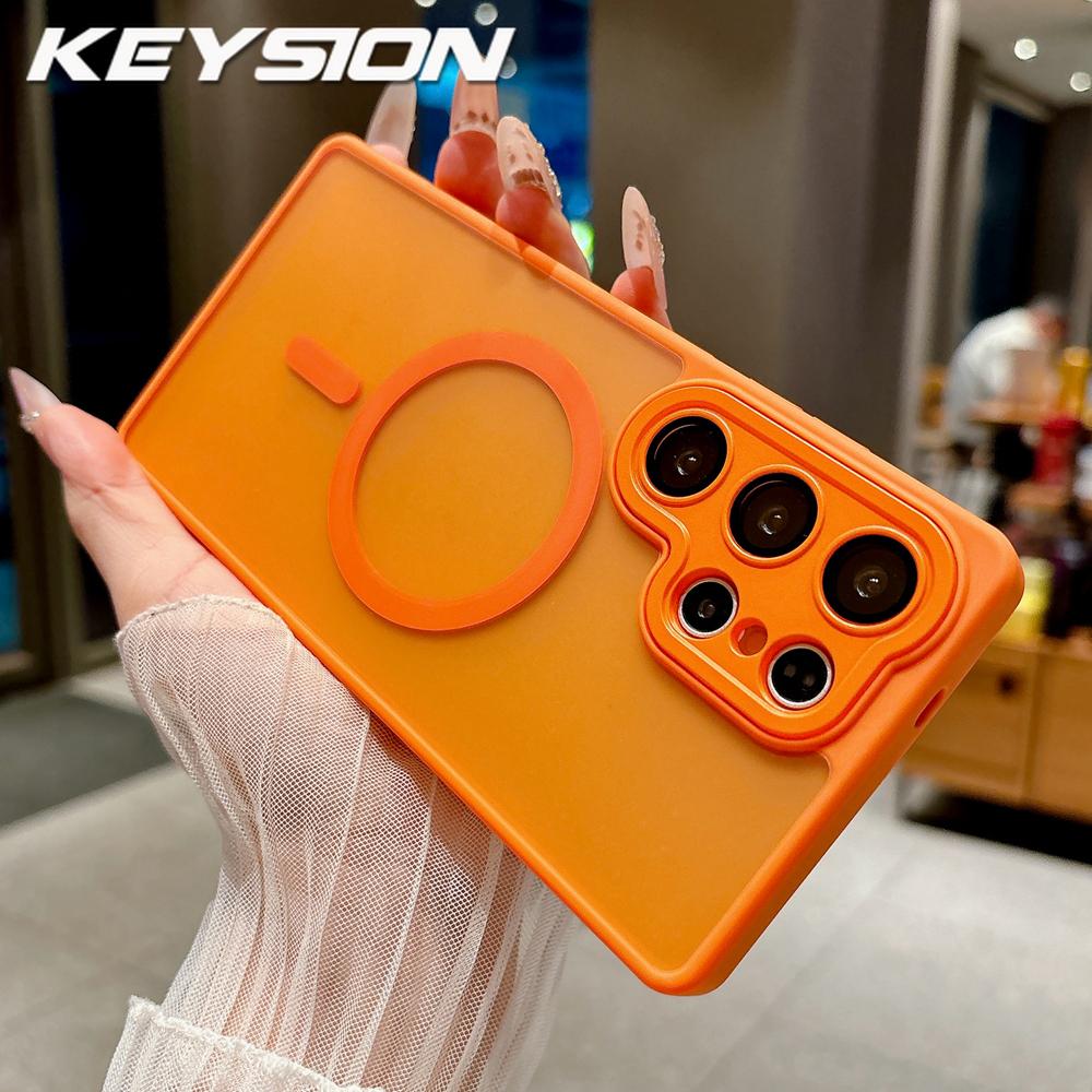 KEYSION Luxury Matte Translucent Magnetic Case for Samsung Galaxy S25 S26 Ultra 5G S26+ S25 FE Shockproof Armor Phone Cover