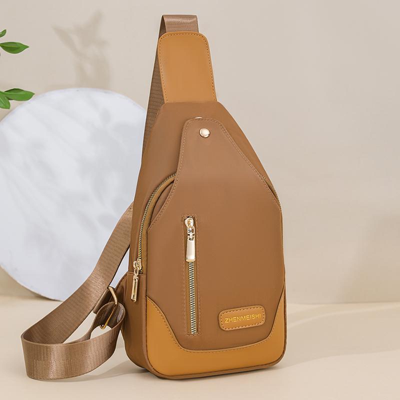 Patchwork Crossbody Bag Women's Chest Bag Nylon Shoulder Bag