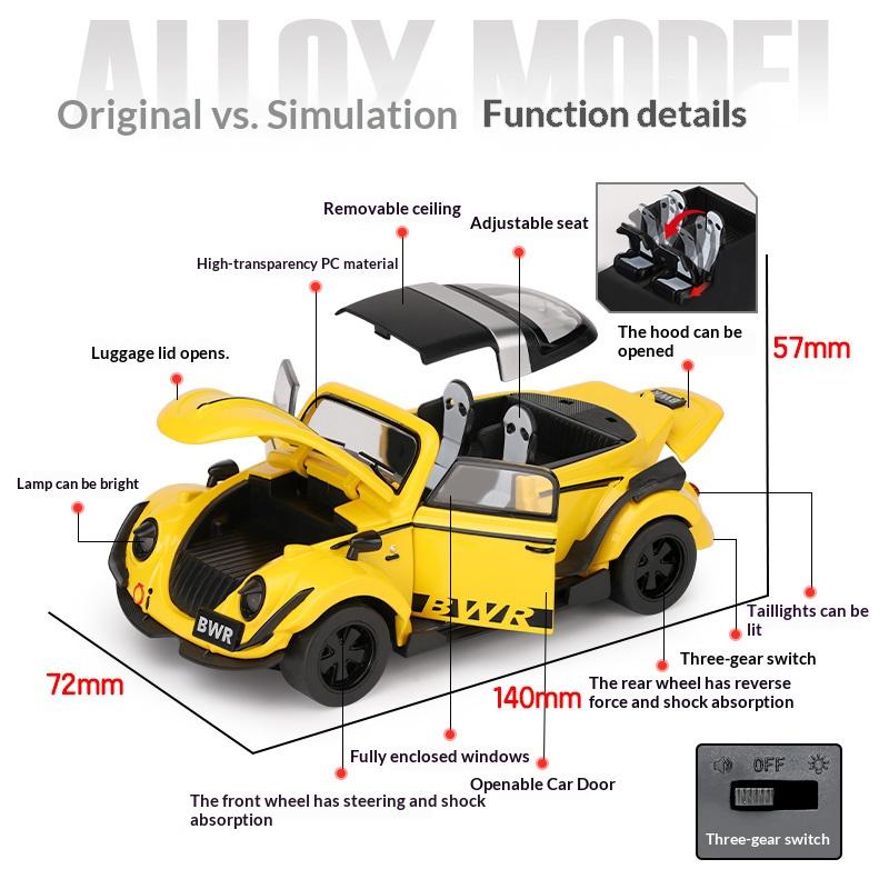 1/32 Scale Volkswagen Beetle Alloy Die-cast Car Model Simulation Retro Classic Car Collection Ornaments Children's Toys Gifts