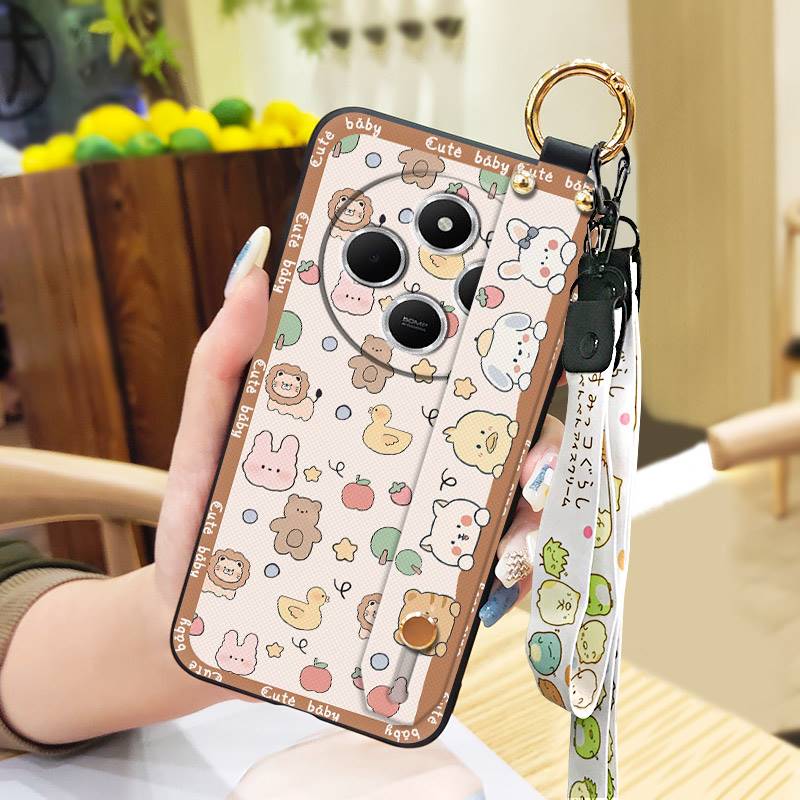 Wristband Back Cover Phone Case For Redmi A4 5G Shockproof Protective Waterproof Soft Case Kickstand Anti-knock Cute