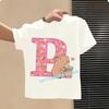 Capibara Cute T-shirt Kids Anime Capybara Letter A-Z Tees Girls Summer Short Sleeve Polyester Tops Children Clothes Gift Hot Sales