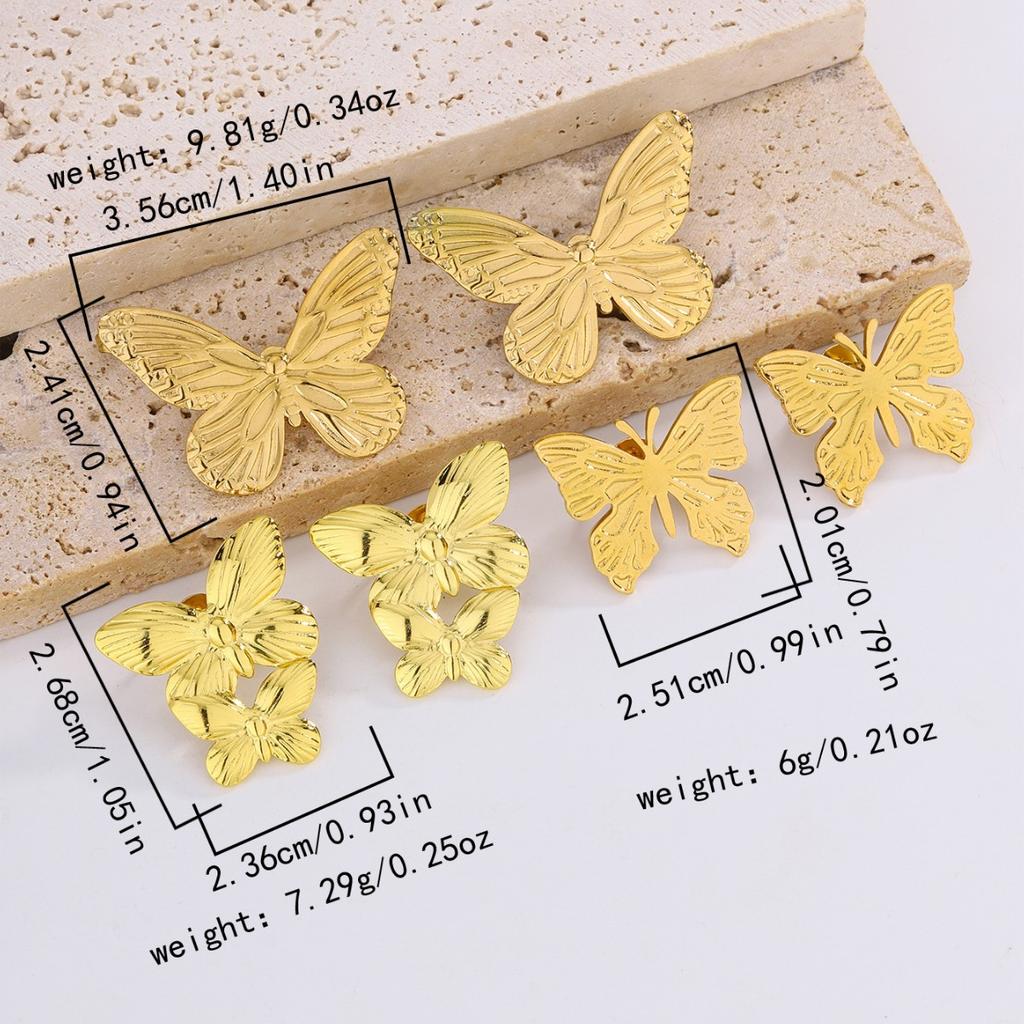 Französisches Temperament Schmetterling Blatt Blume Wassertropfen Titanstahl Titanstahl Steckerohrringe Nischen-Temperament 11K Fortgeschrittener Sinn