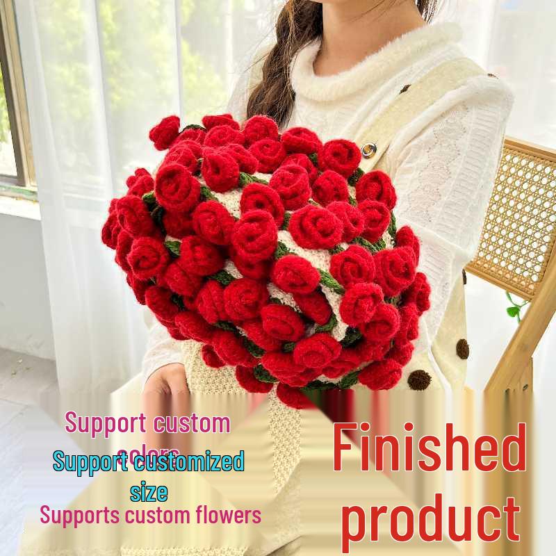 Handmade Rose and Lily Crochet Flower Blanket - Acrylic Yarn