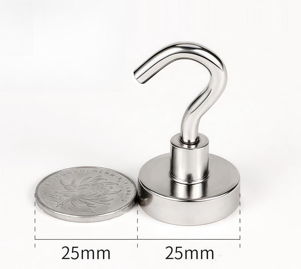 Neodymium Iron Boron Magnetic Hook: Strong, Round, No-Drill Refrigerator Magnet.