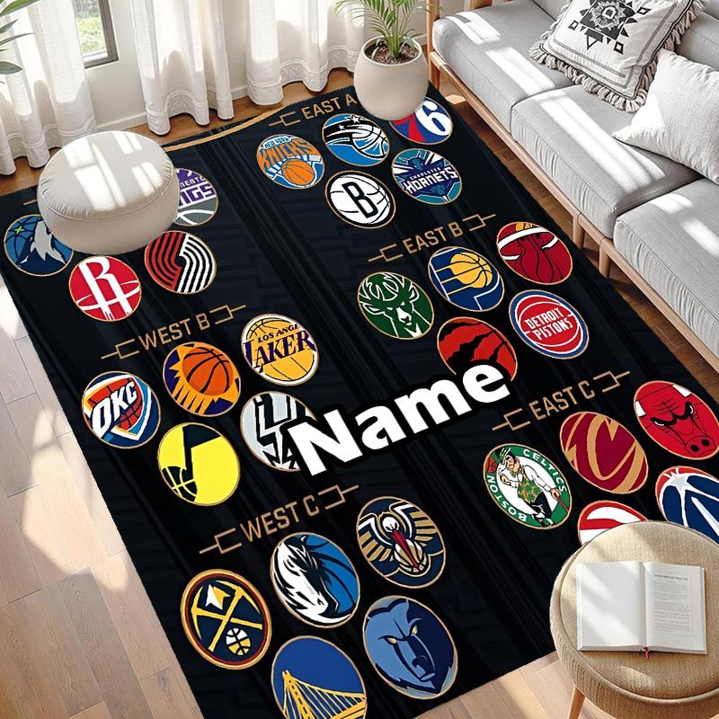 Benutzerdefinierter Name Personalisierter Basketball Druck Teppich, Vielseitiger Wohnkultur Teppich, für Spielzimmer, Wohnung, Balkon, Eingangsbereich, Flur Geschenk