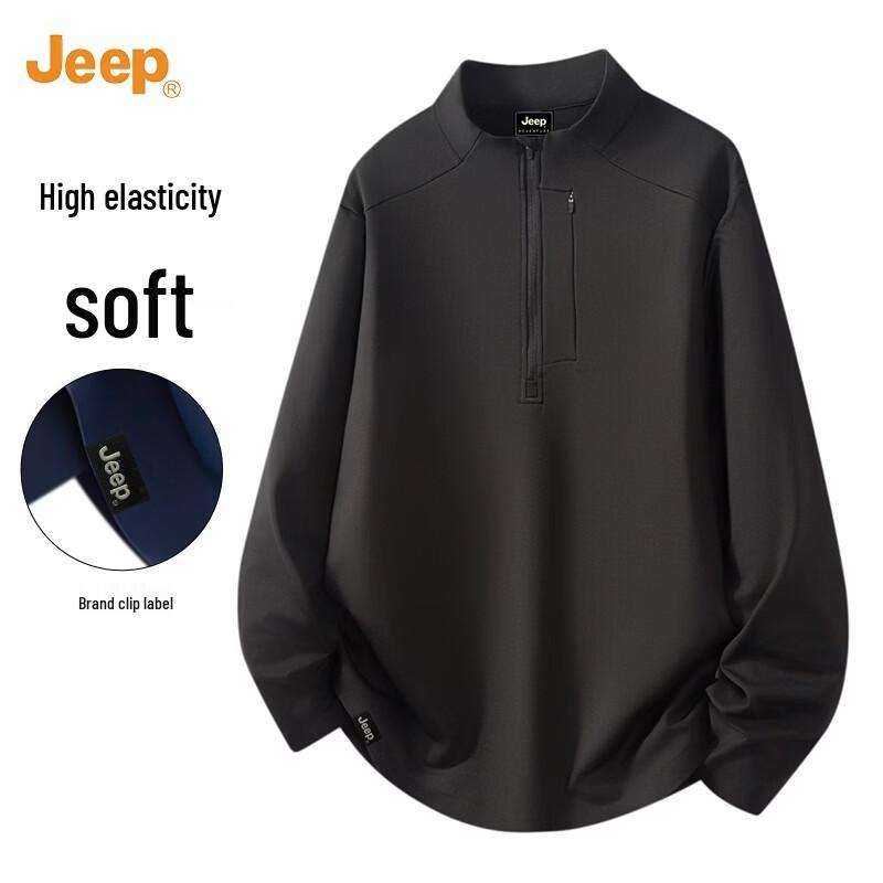 JEEP Men's Half-Zip Hooded Long Sleeve Pullover