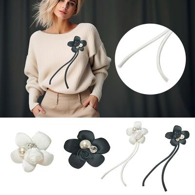 Black Jewelry Brooches Fabric Brooch Shirt Collar Accessories Fashion Brooch Pins Women