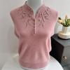 Autumn Winter Women's V-Neck Knit Sweater Beaded Rhinestone Plus-Size Sweater Solid Color Warm Knit Pullover Top