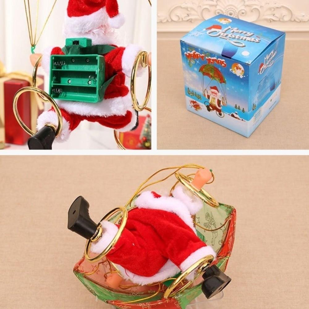 Hängende elektrische tanzende Weihnachtsmann-Puppe Lustiger Fallschirm-Weihnachtsmann-Anhänger Weihnachtsbaum-Dekoration