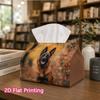 1pc, 2D Flat Printing, Tissue Box with German Shepherd Pattern In Autumn Forest Printed Tissue Box, Durable Decoration Storage for Kitchen, Living Roo