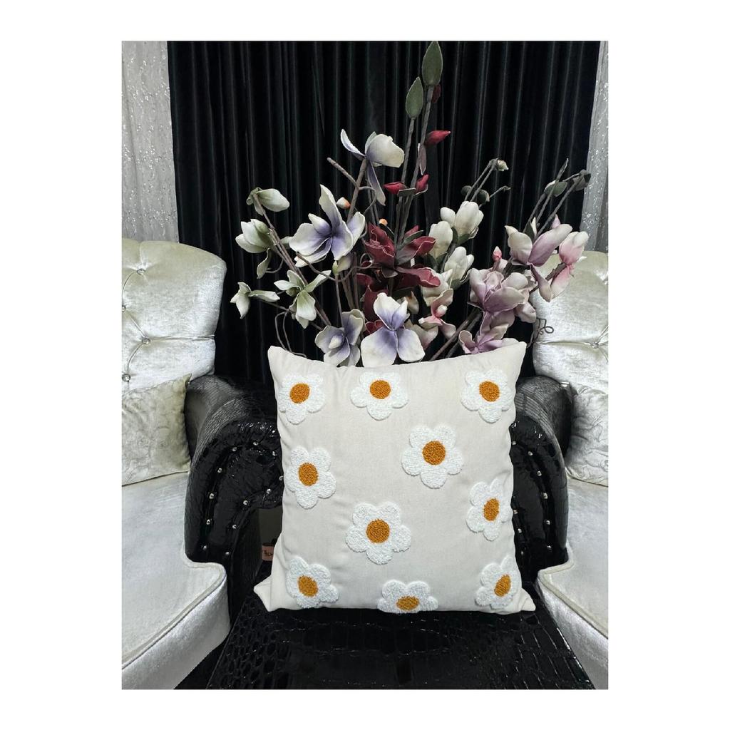 (2 Stücke) Kissenbezug aus Leinenstoff mit Gänseblümchenmuster (schlagen)