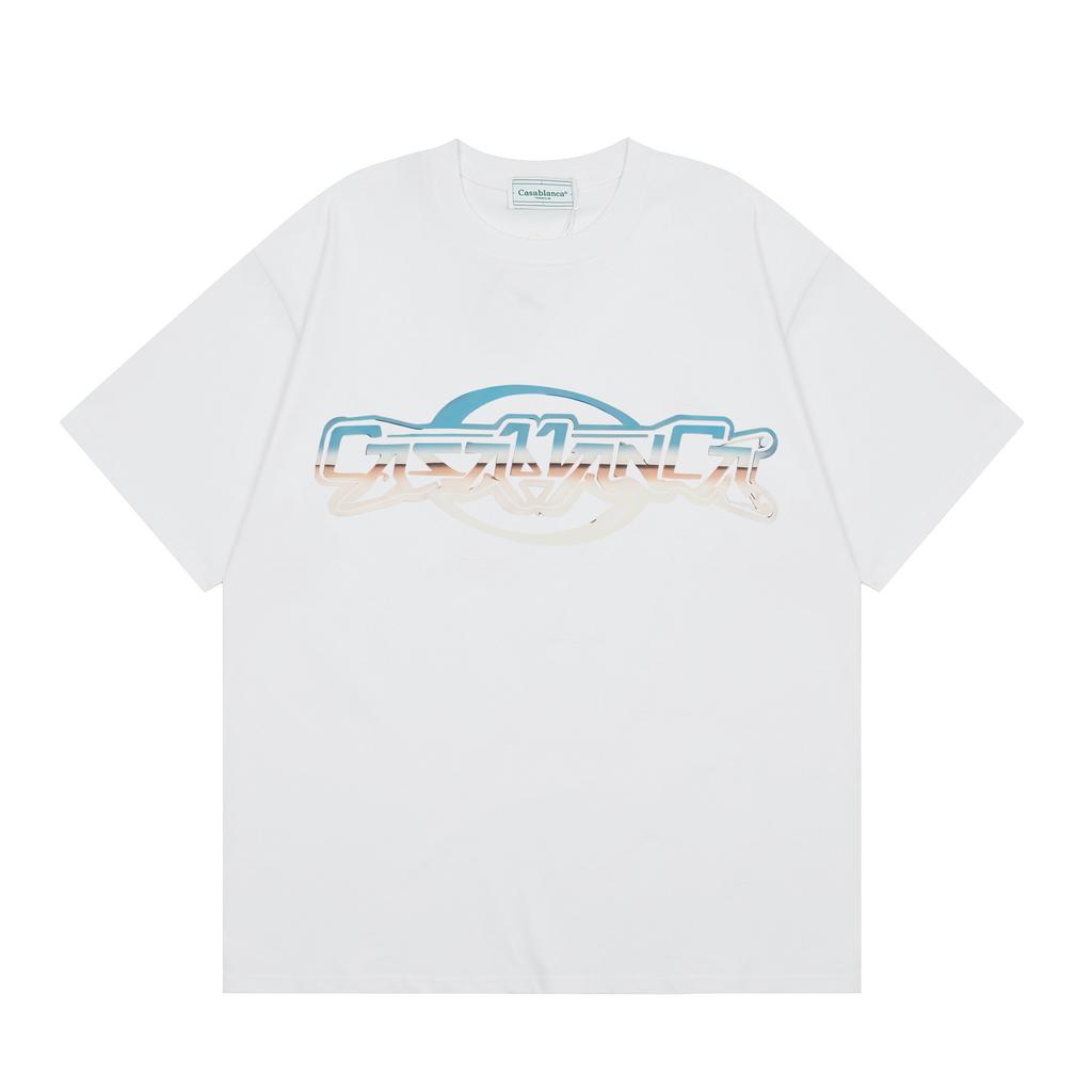 Grenzüberschreitend auf Lager exklusiv Casablanca Doppelgaze reine Baumwolle Unisex T-Shirt Hip-Hop lässig Kurzarm locker Rundhals