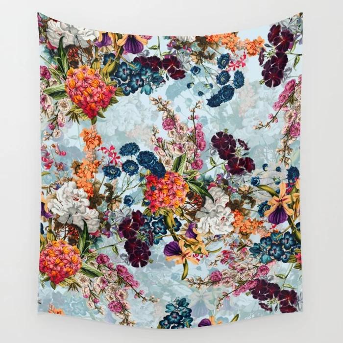 Blumen Wandteppich Wandbehang Mysteriös Romantischer Wandteppich Hintergrund Mandala Haus Wohnzimmer Schlafzimmer Dekor Wandteppich Dekoration