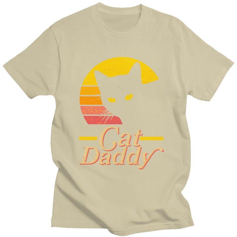 Custom Cat Daddy T Shirt for Men Tshirt Leisure Tee Short Sleeve Fathers Day Gift Tshirts Loose Fit Clothing Gift