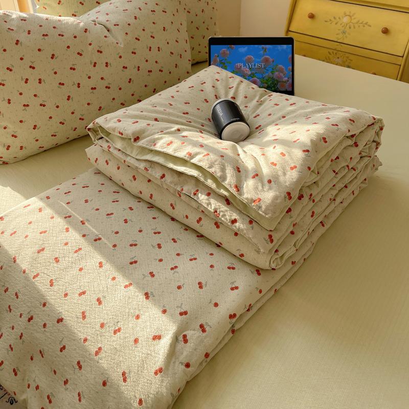 2025 Summer Quilt New Washed Cotton Cooling Blanket Lovely Home Decoration Comfortable Lightweight With Pillowcase Sheet