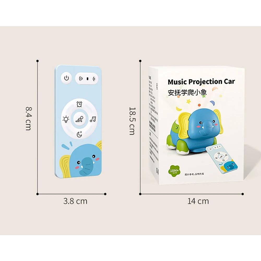 Baby Crawling Toys Musical Elephant Tummy Time Infants Toys with Timer Colorful Light Up Projection Birthday Gifts for Babies