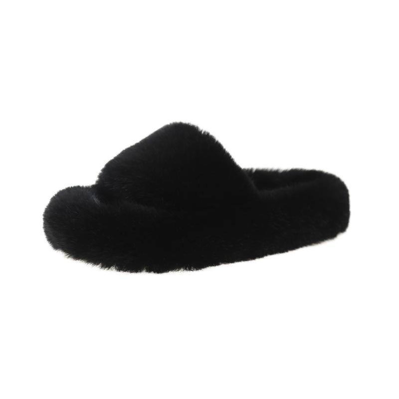 Thick-soled heightening fluffy slippers for women's outer wear 2025 new autumn and winter popular cotton tows cute cotton slippers