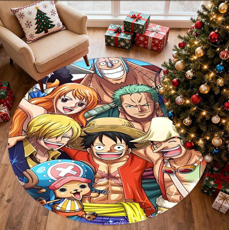 One Piece Pattern Round Rug, Indoor/Outdoor Mat, for Picnic, Gameroom, Bedroom, Office, Living Room, Home Decor Carpet, Birthday Gift