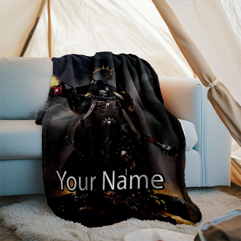 Custom Name Warhammer 40K Theme Printed Blanket - Perfect for Couch, Bed, Travel & Outdoor Use | Machine Washable, Cozy & Durable.