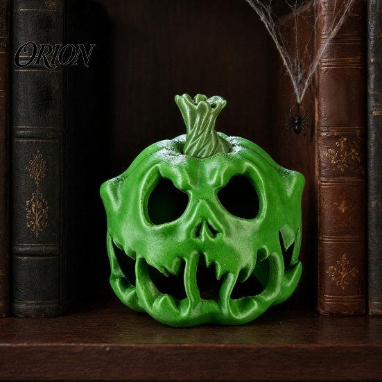 Halloween Pumpkin Ornament 3D Printed Skull Candle Holder, Hollow Design Spooky Decoration Figurine, Multifunctional Ambient Lampshade for Party