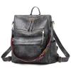 Retro High Capacity Women's Backpacks High Quality PU Leather Waterproof Ladies Shoulders Bag Fashionable Widened Shoulder Strap Girl Female Rucksacks