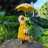 Holding Umbrella Duck Statue Outdoor Garden Yard Yellow Umbrella Duck Figurine Resin Animal Sculpture