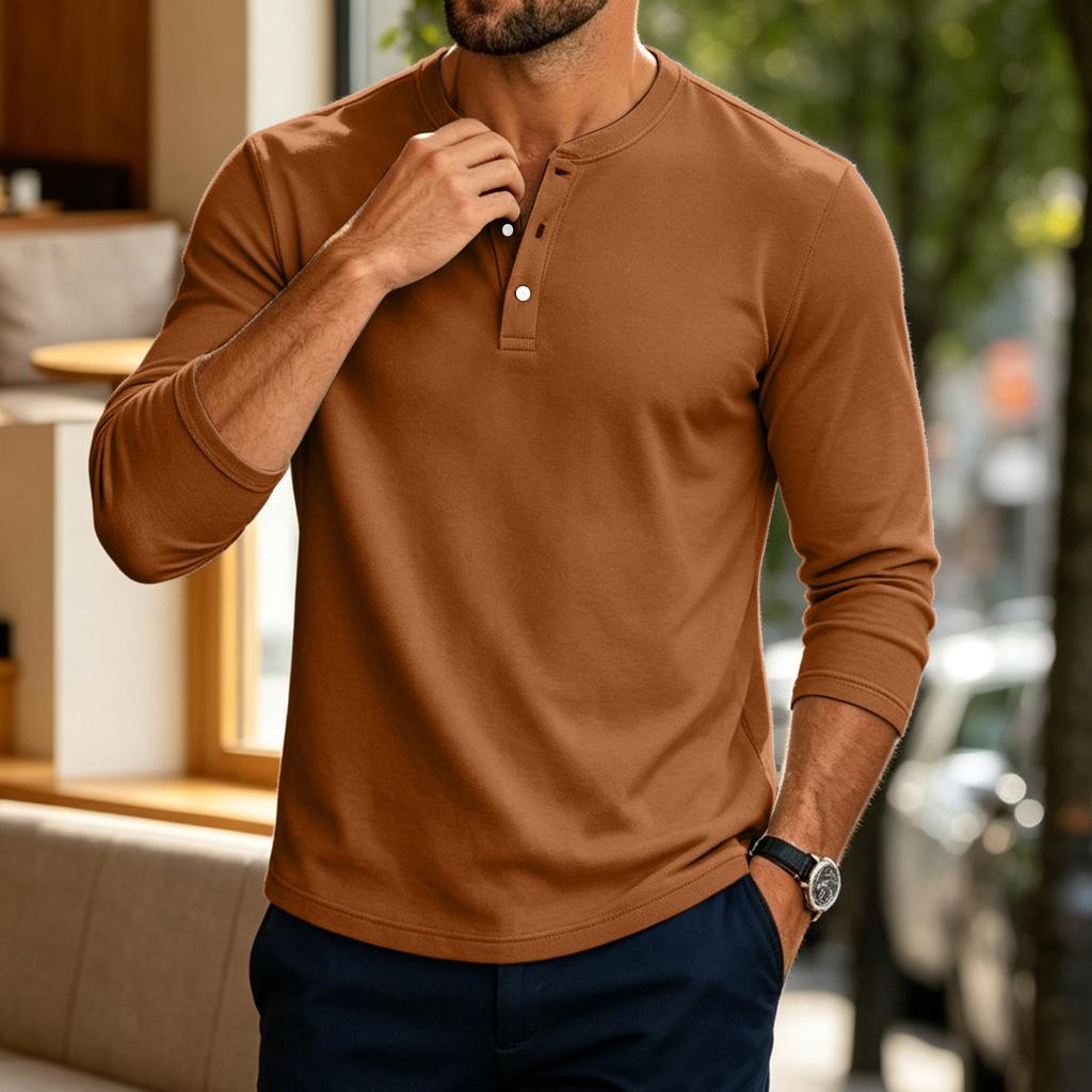 Camicia da Uomo a Maniche Lunghe Colore Vestibilità Casual con Bottoni