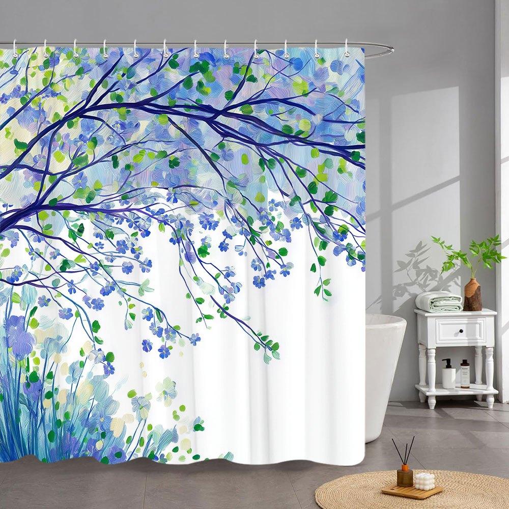 

1Pc Classic Daisies Bath Curtain - Timeless Botanical Design With White & Yellow Flowers, Green Stems On Textured Background, W60H190(CM)-1 Pcs
