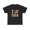 I Love USA Patriotic T-Shirt – Cotton Tee for Men & Womens–American Flag Gift