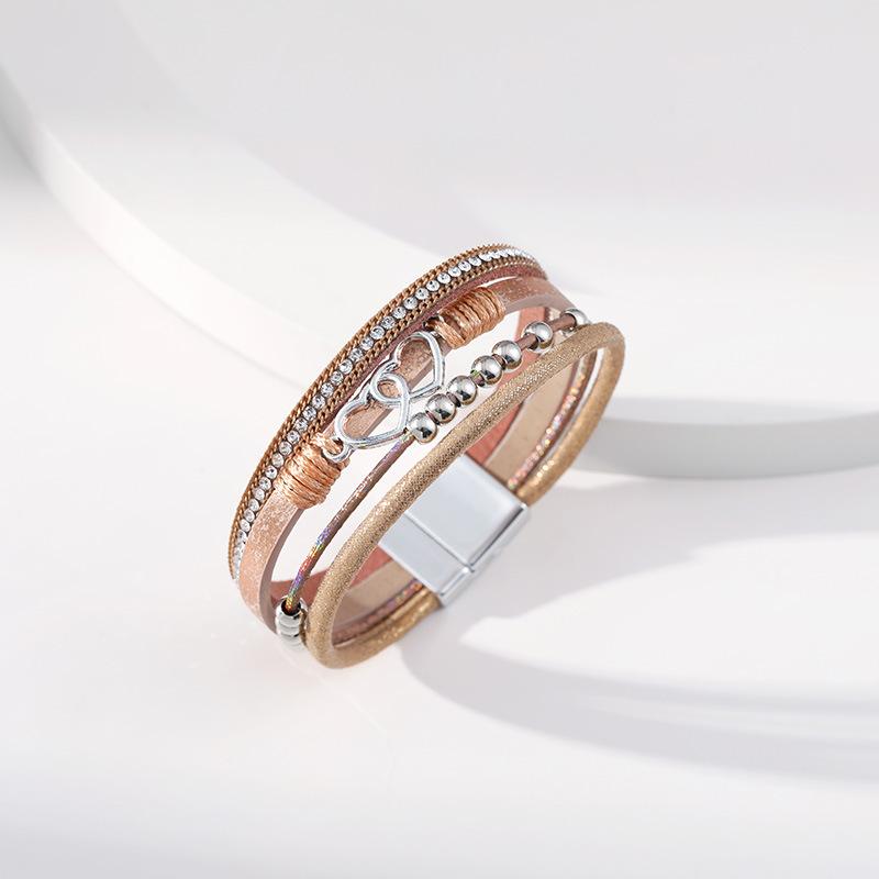 Multi Layer Leather Bracelet for Women Heart Accessories  Stylish Ladies Hand Jewelry Gift