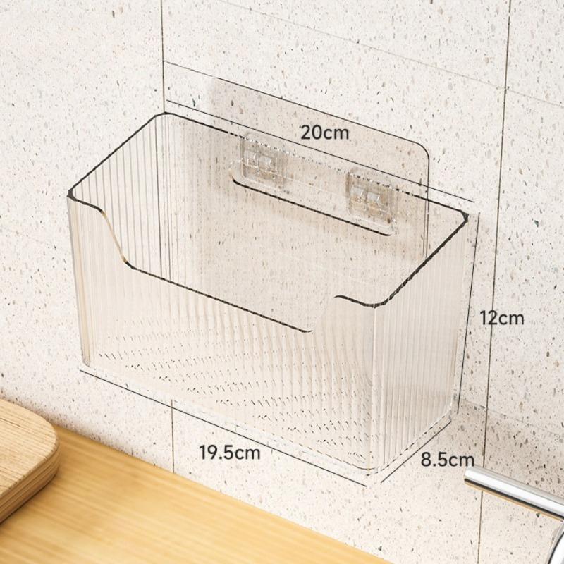 2er-Pack Aufbewahrungskorb mit transparentem Deckel - Selbstklebender Wand-Organizer für Schrank- und Vorratsschranktür