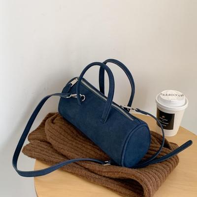 New Hand-held Bowling Bag Simple Retro Autumn and Winter Portable Suede Bag Niche Shoulder Messenger Bag