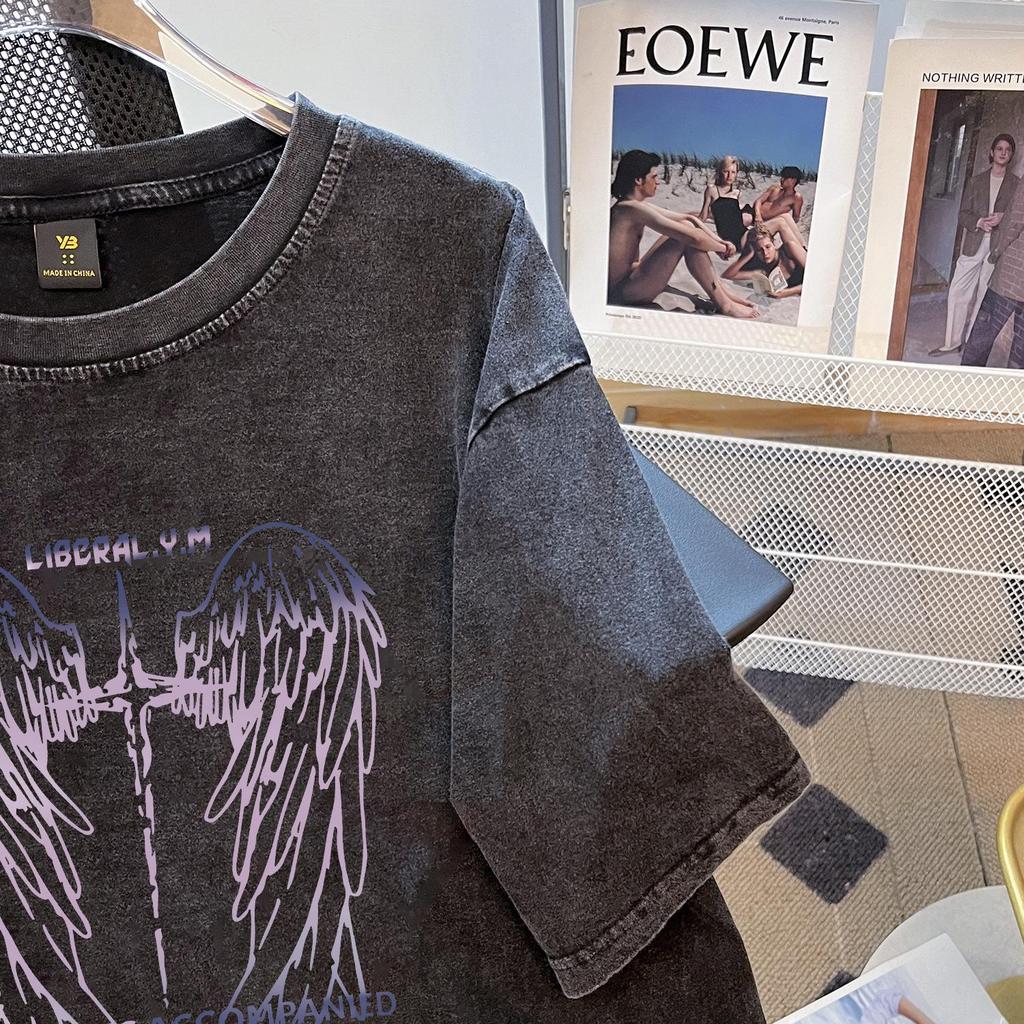 Women's Vintage 2025 Gradient Wings Graphic Short-Sleeve Cotton T-Shirt