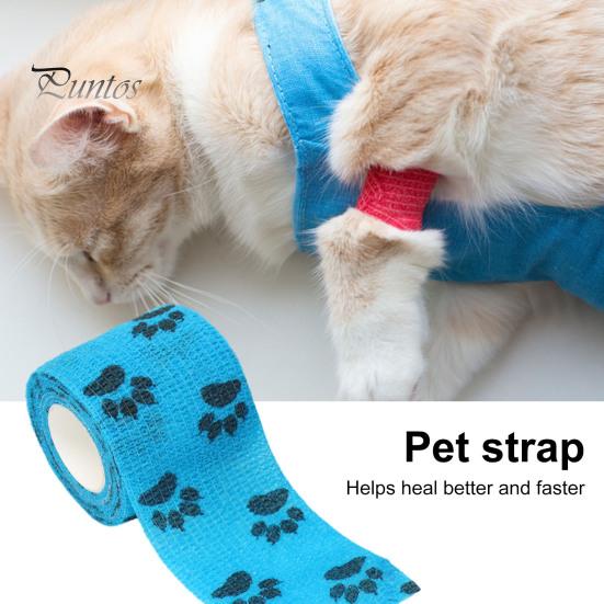 10Pcs Paw Print Pet Wrap Self-adhesive Non-Woven Fabric Tape Stretchy Comfortable Cat Wounds First Aid
