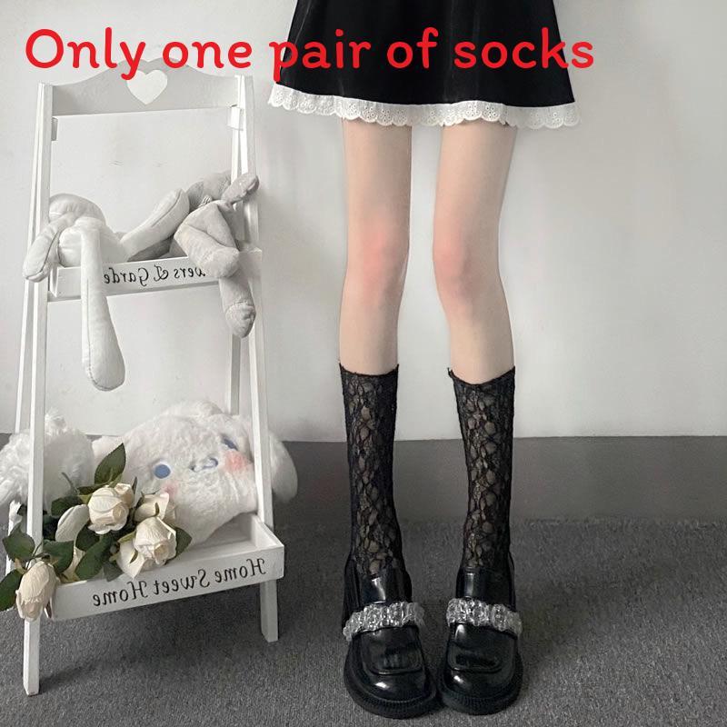Lolita Lace Knee High Socks With Breathable Nylon For Girls And Teens
