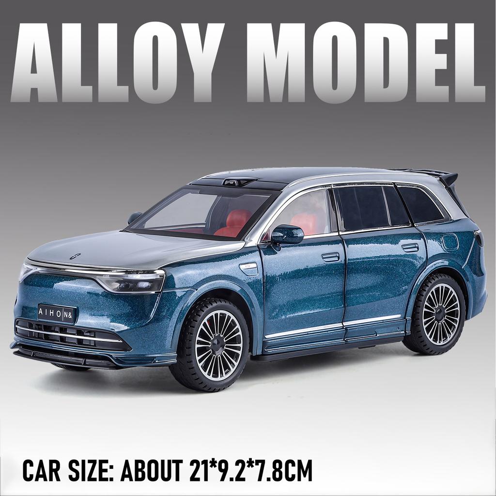 1:24 AITO M8 NIO ES8 New Energy Car Model Toy Wheel Steering Doors Opened Vehicles Models Music Light Toys Collectible Item