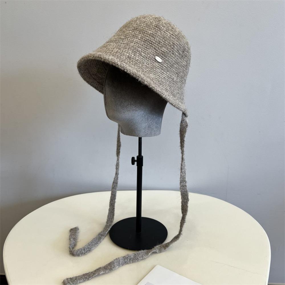 Wool Blend Fisherman Hat Knitted Woolen Basin Hat New Girl's Hat  Autumn Winter