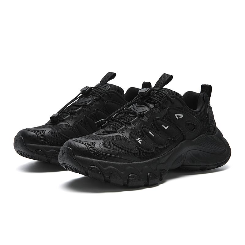 FILA TRUFFLE Cushioning Abrasion Resistant Lightweight Height Increasing Low top Chunky Sneakers Women's Black F12W611104FBK