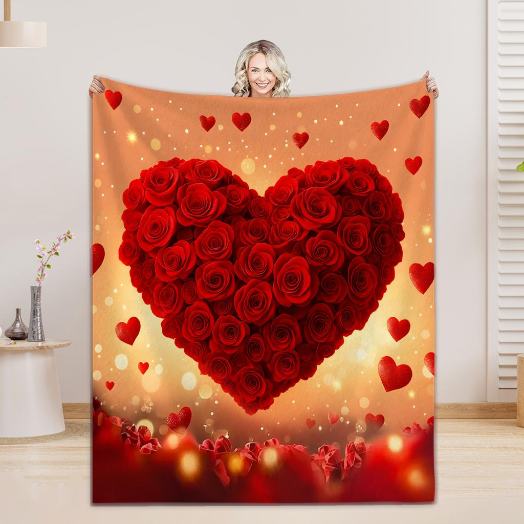 Floral Flannel Blanket 3D Printed Blanket For Office Home Camping Nap Leisure Blankets 2026 Valentine's Day Gifts For Home Decor
