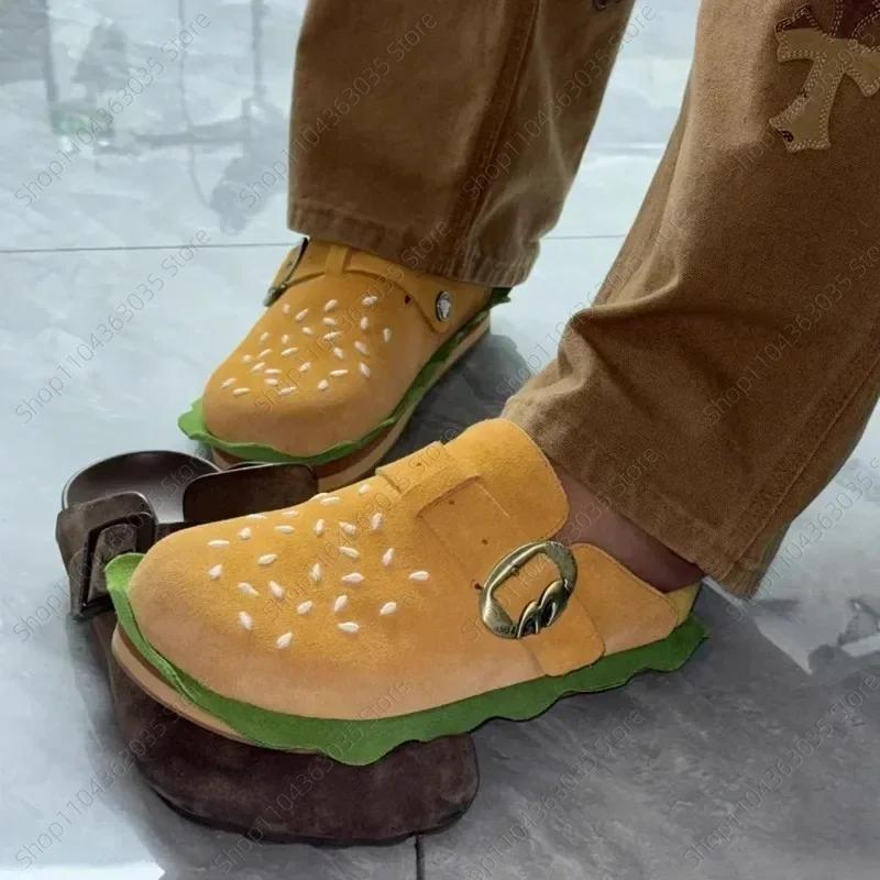 2025 Women Flat Hamburger Slippers Autumn Hot Fashion Sandals Comfortable Lightweight Designer Slippers Outdoor Women