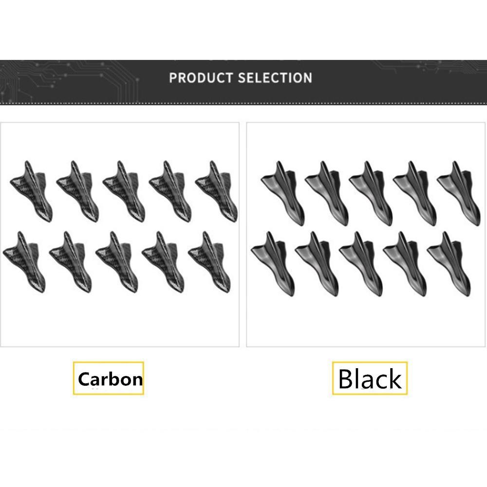 10 peças de fibra de carbono padrão carro auto tubarão barbatana difusor vórtice gerador asa teto spoiler bump acessórios peças