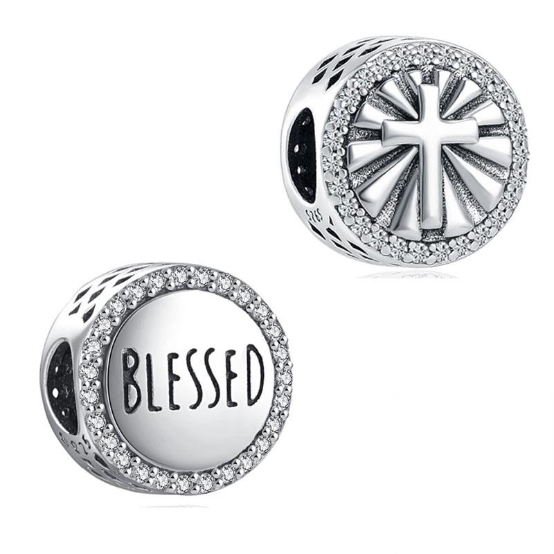 Faith Blessed Modlitba Cross Charm Bead Fit Originální módní náramek Diy pro dámské šperky