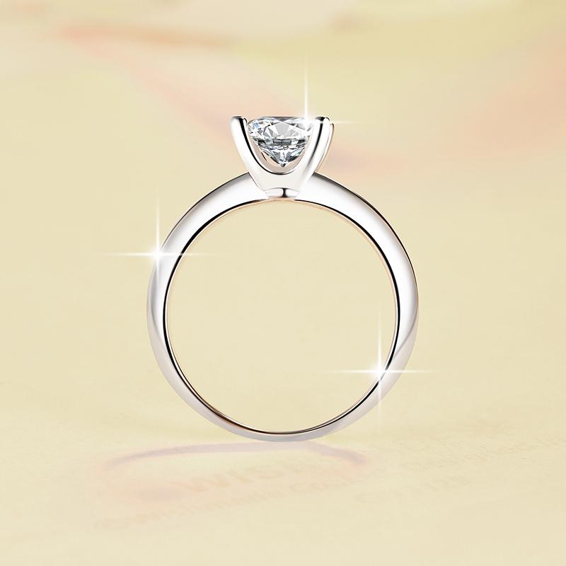 Minimalist Jewelry S925 Sterling Silver Four Claw 1.2Ct Princess Cut VVs1 Moissanite Solitaire Ring Wedding Engagement for Women