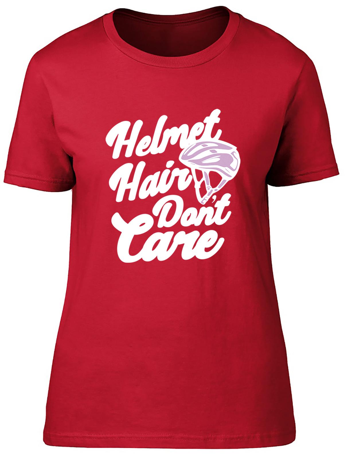 Funny Cycling Bicycle Unisexs TShirt Helmet Hair Dont Care Ladies Gift Tee 2XL